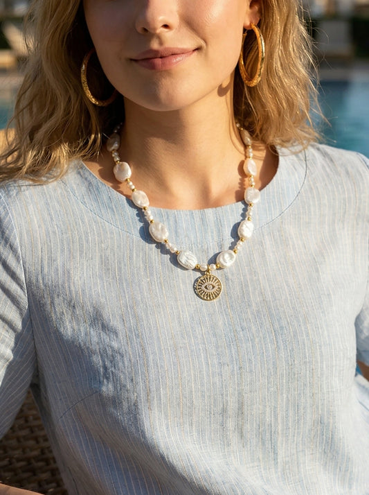 Pearl and Heart Charm Layered Necklace