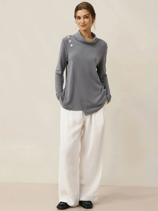 100% Linen Relaxed Fit Straight Leg Trousers KINSLEY
